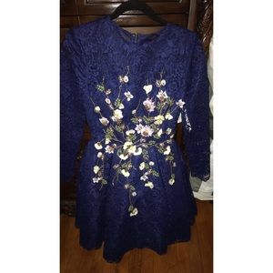 Mac Duggal mini navy illusion Dress